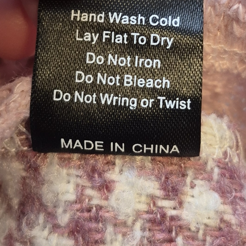 POL Houndstooth Patchwork Shacket Pink Cream Over… - image 13